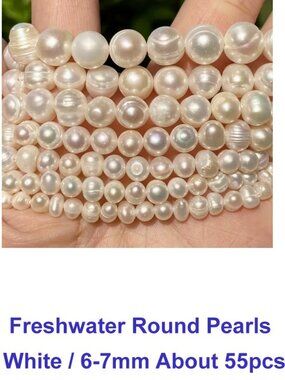 Freshwater Round Freshwater Pearls  6-7mm  About 55 Beads